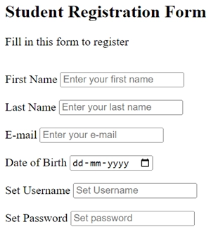 regestration form